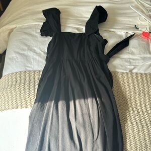 Black midi dress with bow in back